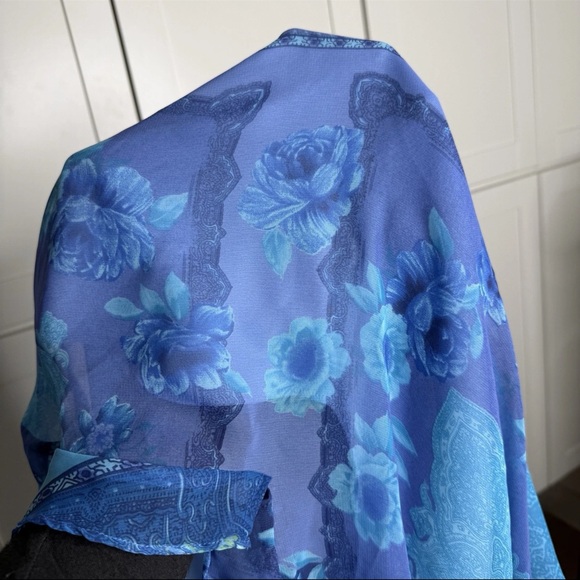 Vintage 90s Y2K California Concepts Blue Patchwork Floral Paisley Midi Dress EUC - Picture 13 of 15